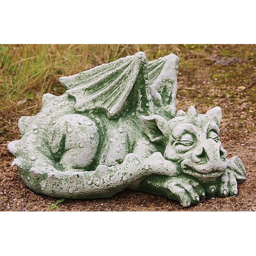 DRACHE SITZEND Gargoyle 14cm Polyresin Drachen Figur Garten Dekoration frostfest